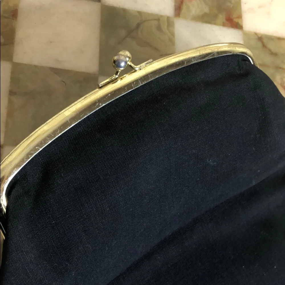 Black Cotton Fold Over Clutch Purse